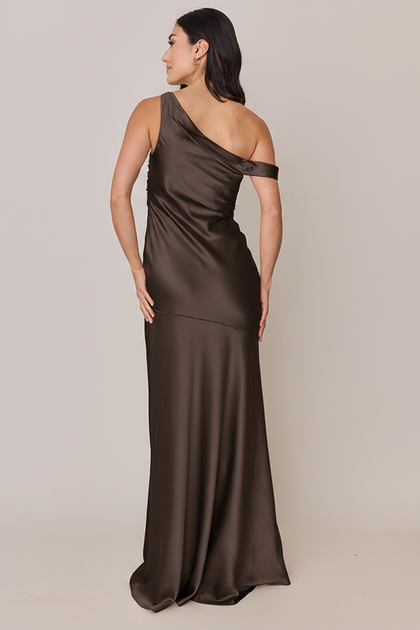 Livvy Satin Dress | Made To Order | Espresso