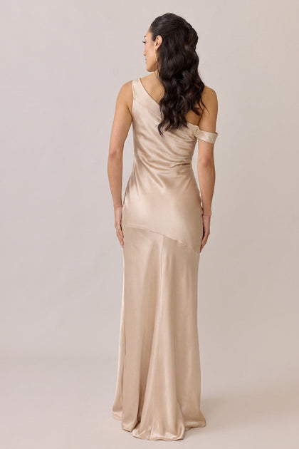 Livvy Satin Dress | Gold Champagne