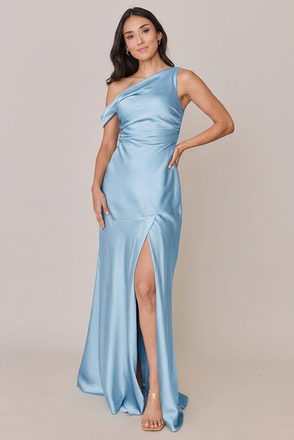 Livvy Satin Dress | Made To Order | Light Blue