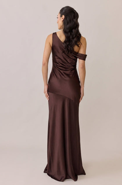 Livvy Satin Dress | Mahogany