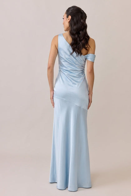 Livvy Satin Dress | Sky Blue
