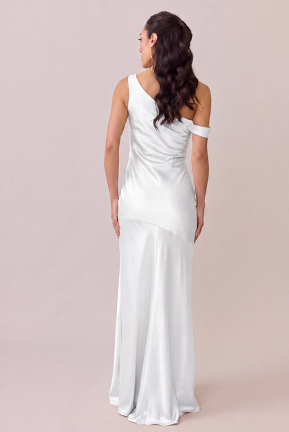 Livvy Satin Dress | White Pearl
