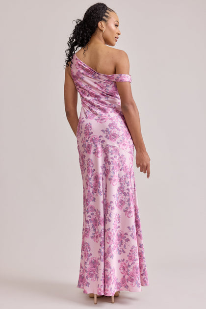 Livvy Satin Floral Print Dress | Made To Order | Perfect Pink Blossom