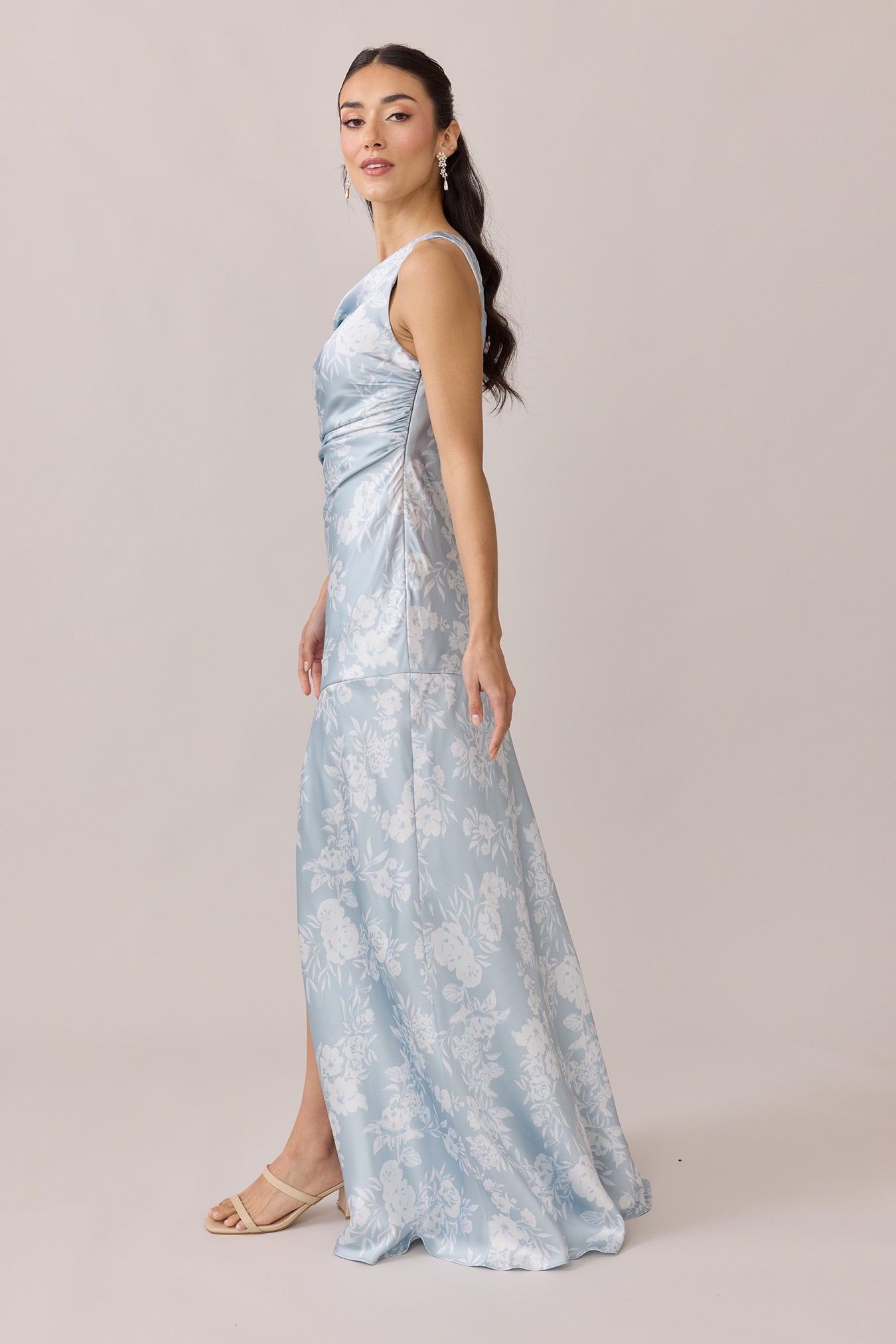 Livvy Satin Floral Print Dress