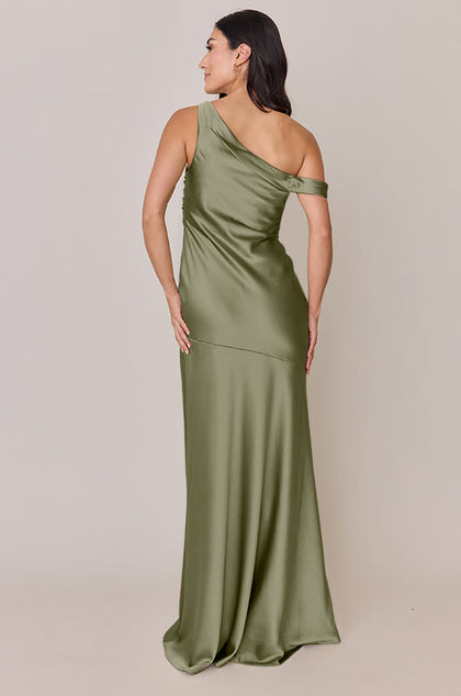 Livvy Satin Dress | Made To Order | Moss