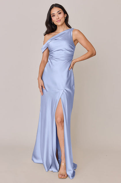 Livvy Satin Dress | Made To Order | Periwinkle
