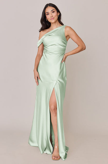 Livvy Satin Dress | Made To Order | Pistachio
