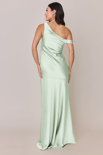 Livvy Satin Dress | Made To Order | Pistachio