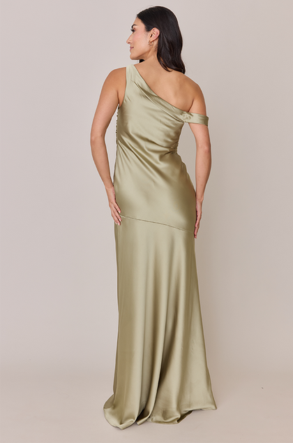 Livvy Satin Dress | Made To Order | Silver Sage