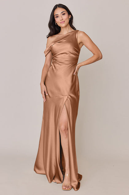 Livvy Satin Dress | Made To Order | Toffee