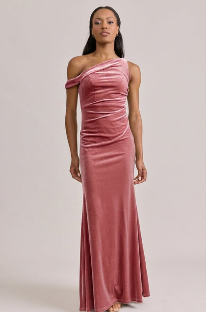 Livvy Velvet Dress | Made To Order | Dusty Rose