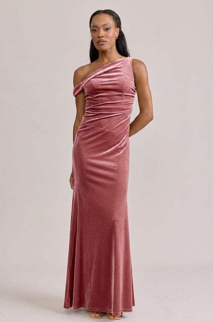 Livvy Velvet Dress | Made To Order | Dusty Rose
