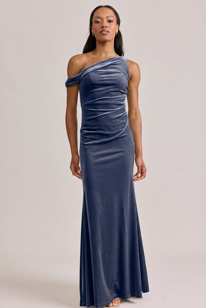 Livvy Velvet Dress | Made To Order | Indie Blue