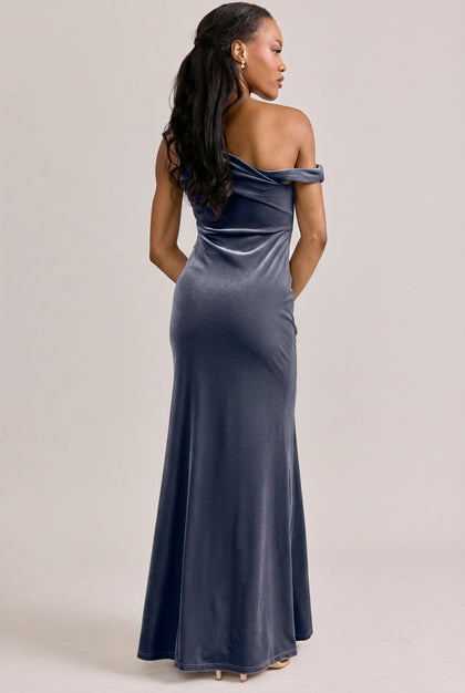 Livvy Velvet Dress | Made To Order | Indie Blue