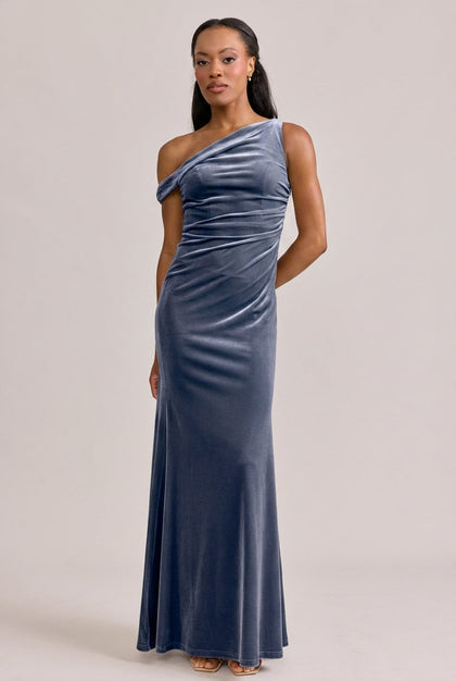 Livvy Velvet Dress | Made To Order | Indie Blue