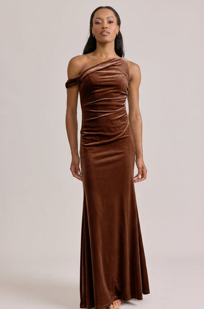 Livvy Velvet Dress | Made To Order | Mahogany
