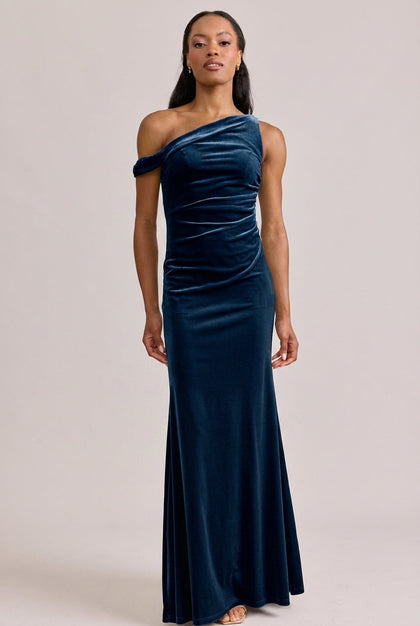 Livvy Velvet Dress | Made To Order | Navy Blue