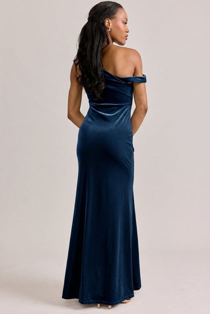 Livvy Velvet Dress | Made To Order | Navy Blue