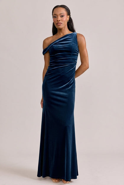 Livvy Velvet Dress | Made To Order | Navy Blue