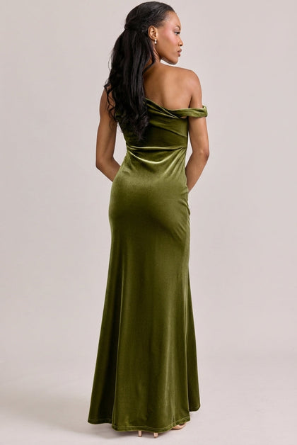 Livvy Velvet Dress | Made To Order | Olive