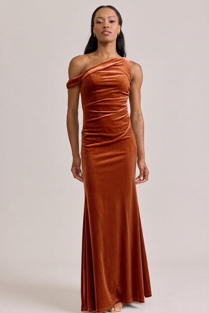 Livvy Velvet Dress | Made To Order | Rust