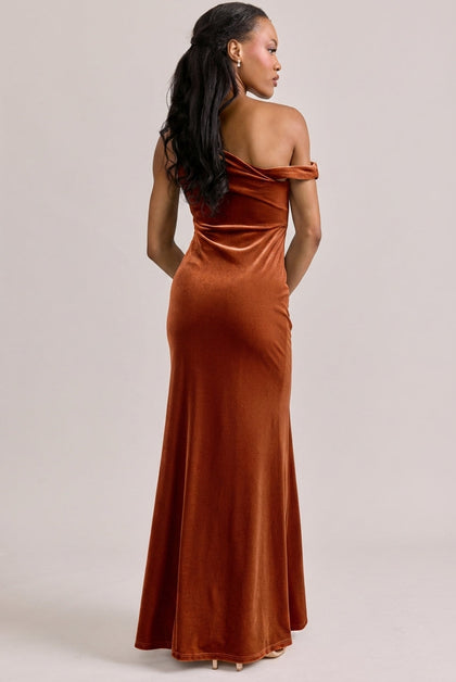 Livvy Velvet Dress | Made To Order | Rust