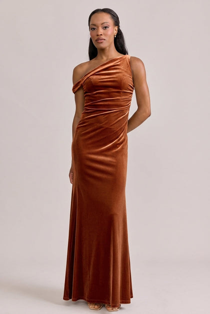 Livvy Velvet Dress | Made To Order | Rust