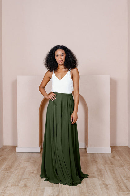Lola Chiffon Skirt | Made To Order - Deep Olive