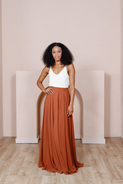 Lola Chiffon Skirt | Made To Order - Rust Orange