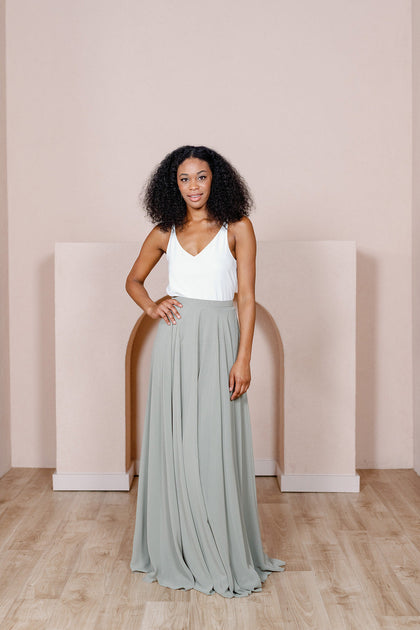Lola Chiffon Skirt | Made To Order - Silver Sage