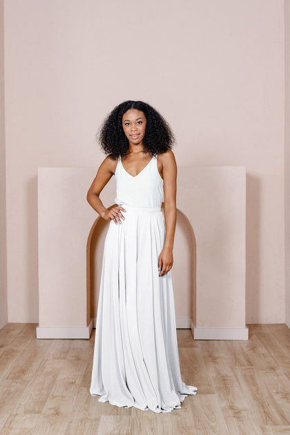 Lola Chiffon Skirt | Made To Order - White Pearl