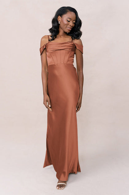 London Convertible Satin Dress | Made To Order | Copper