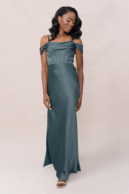 London Convertible Satin Dress | Made To Order | Eucalyptus
