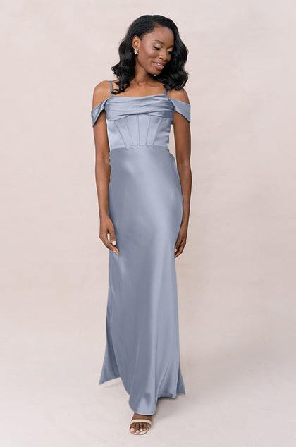 London Convertible Satin Dress | Made To Order | French Blue