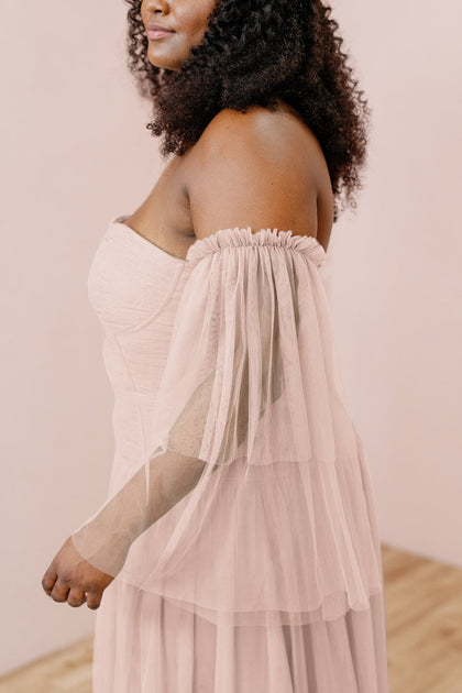 Tulle Long Sleeves | Made To Order | Blush
