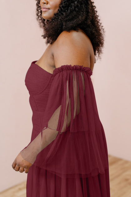 Tulle Long Sleeves | Made To Order | Cabernet