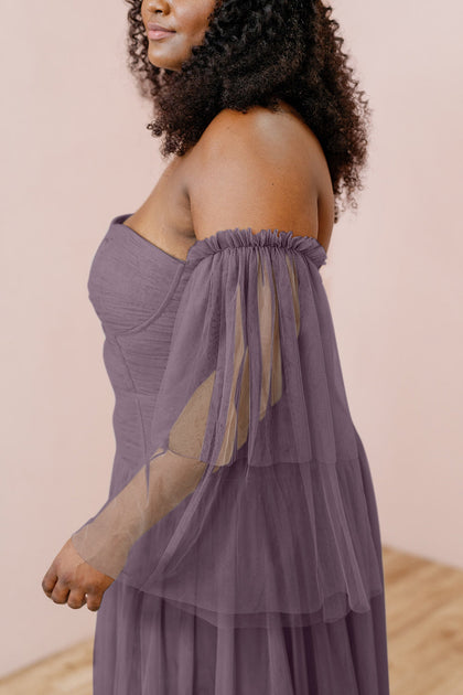 Tulle Long Sleeves | Made To Order | Dusty Purple