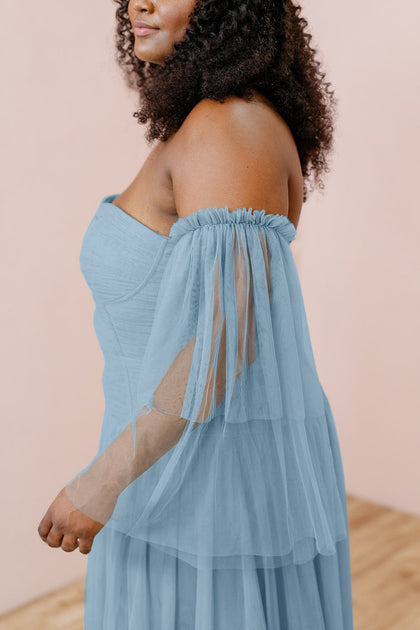 Tulle Long Sleeves | Made To Order | French Blue