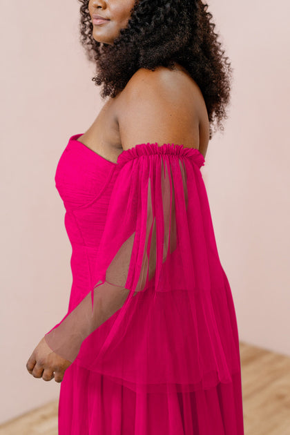 Tulle Long Sleeves | Made To Order | Hot Pink