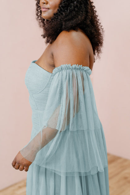 Tulle Long Sleeves | Made To Order | Light Blue