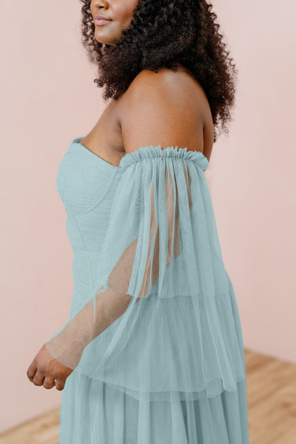 Tulle Long Sleeves | Made To Order | Light Blue