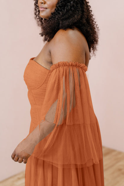 Tulle Long Sleeves | Made To Order | Rust