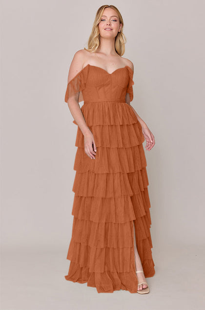 Lucia Tulle Dress | Made To Order | Rust