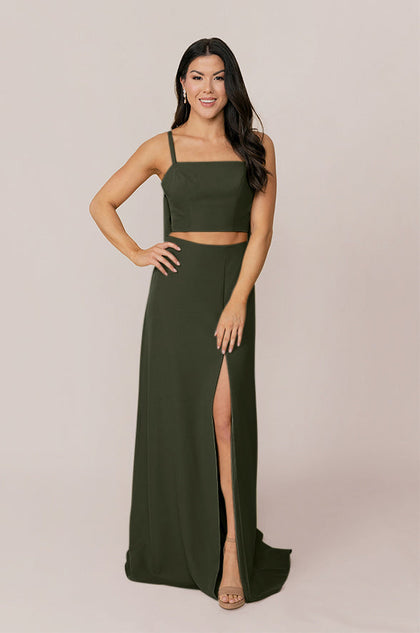 Luna Crepe Skirt | Made To Order - Deep Olive