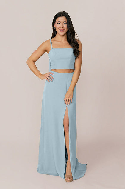 Luna Crepe Skirt | Made To Order - Light Blue
