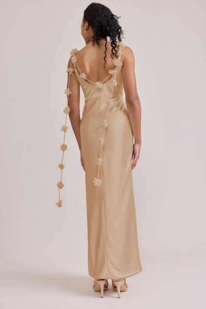 Remi Luxe Satin Dress | Made To Order | Honey Beige