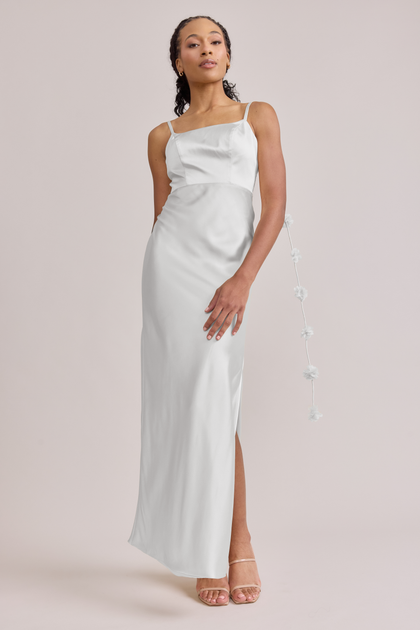 Remi Luxe Satin Dress | Made To Order | White Pearl