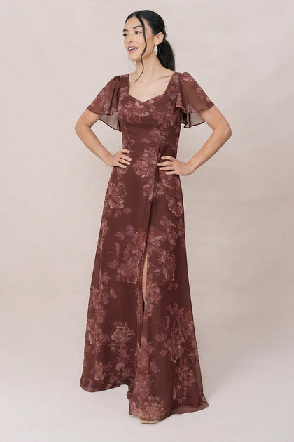 Madeline Convertible Chiffon Floral Print Dress | Made To Order | Mahogany Blooms