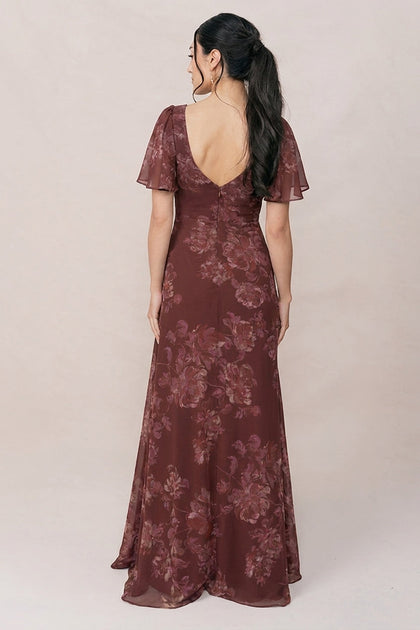 Madeline Convertible Chiffon Floral Print Dress | Made To Order | Mahogany Blooms