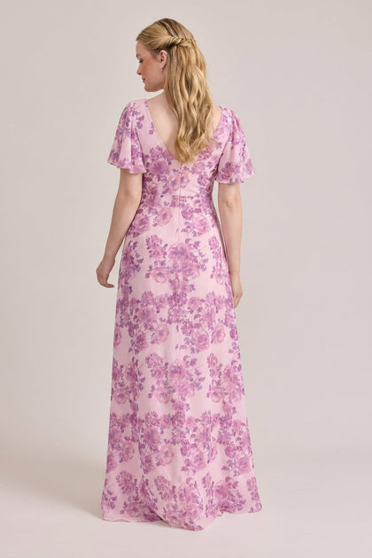 Madeline Convertible Chiffon Floral Print Dress | Made To Order | Perfect Pink Blossom